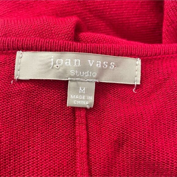 Joan Vass Size Medium  Top Blouse Tunic Red Long Sleeve - Picture 5 of 7